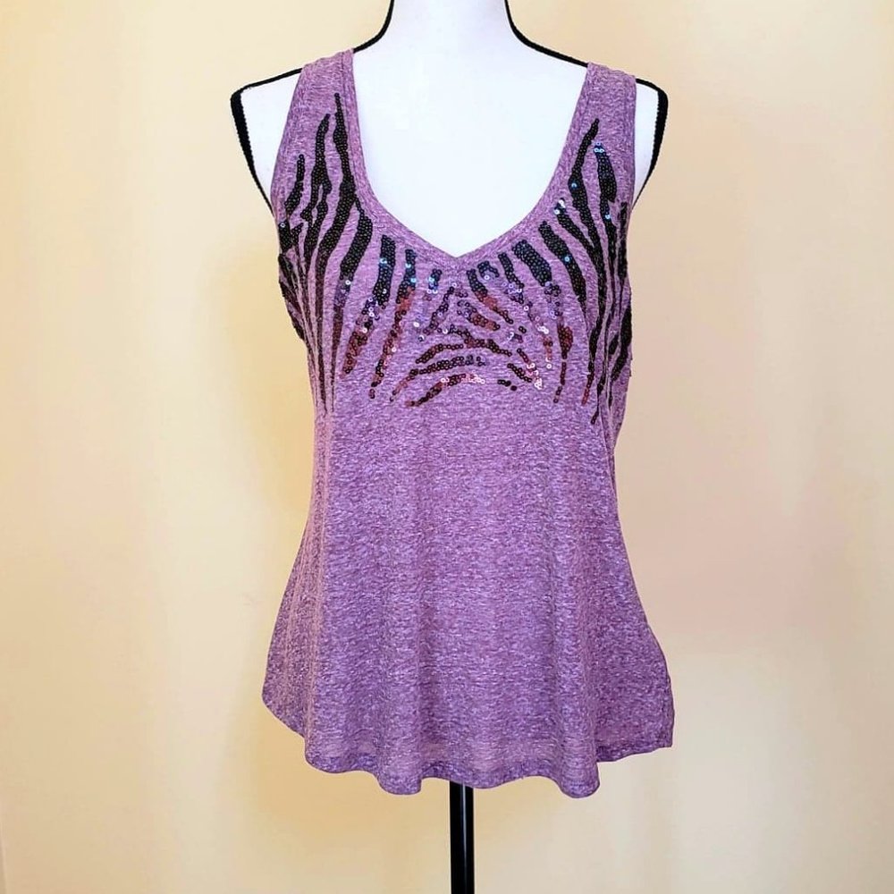 Express Animal Print Sequin Tank ~
